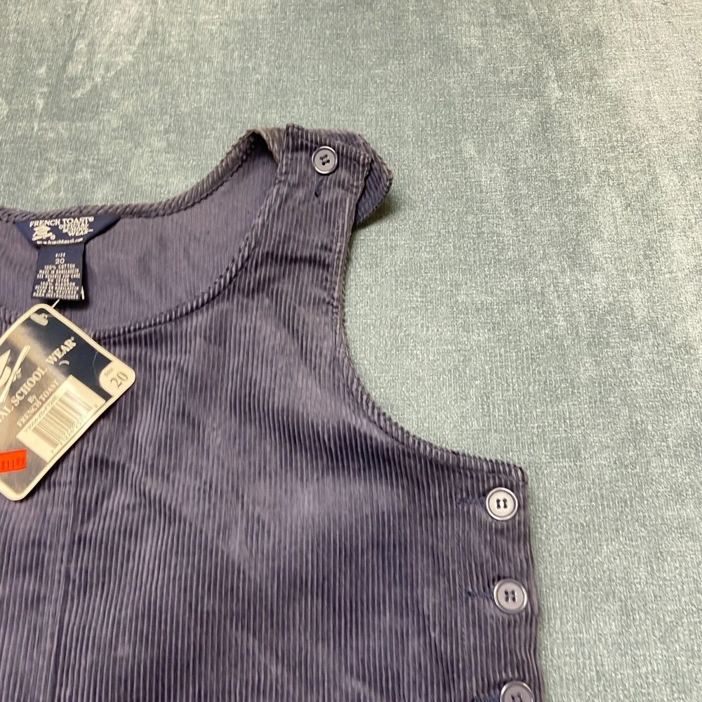 VTG French Toast School Wear Corduroy Jumper Dress Girls 20 Navy Blue Pockets